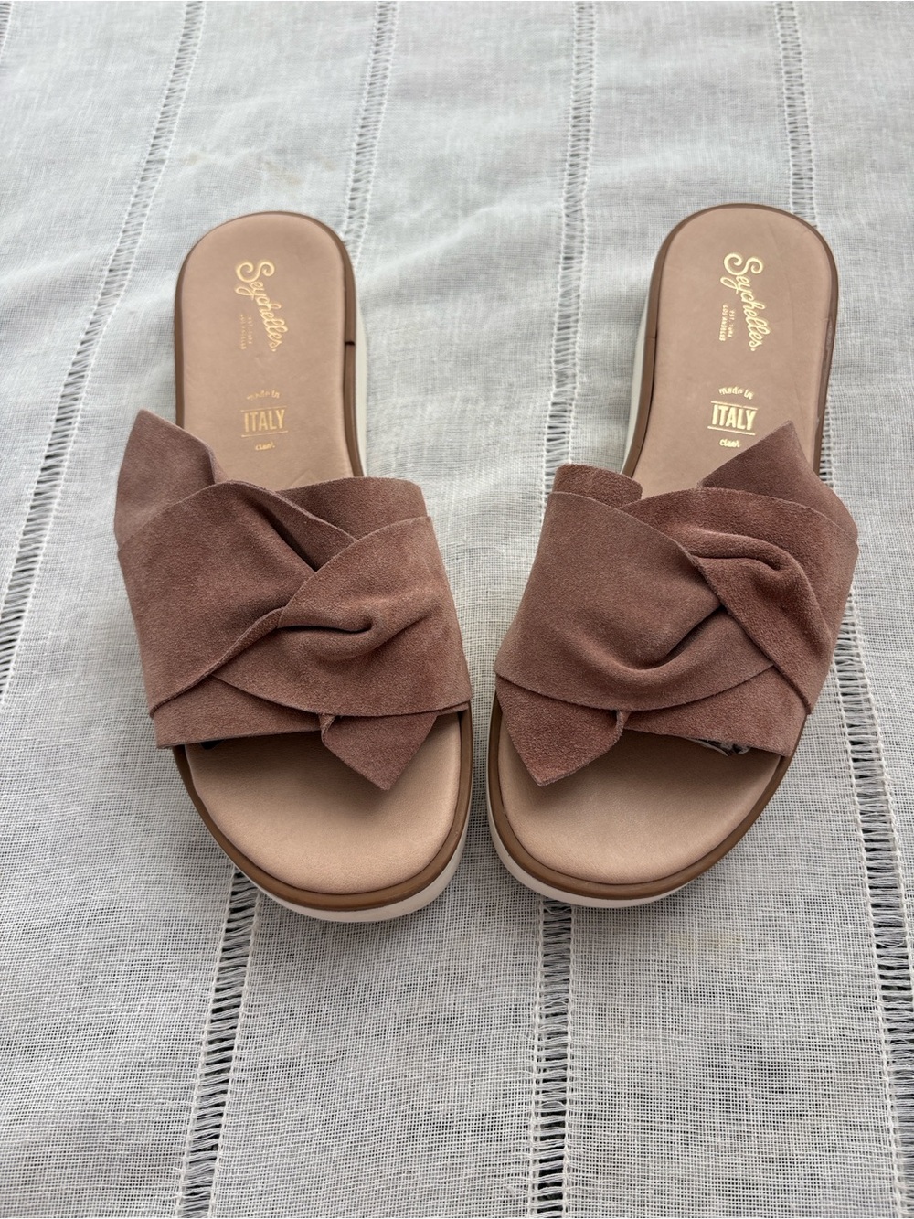 Seychelles Brown Suede Knot Slide Mules